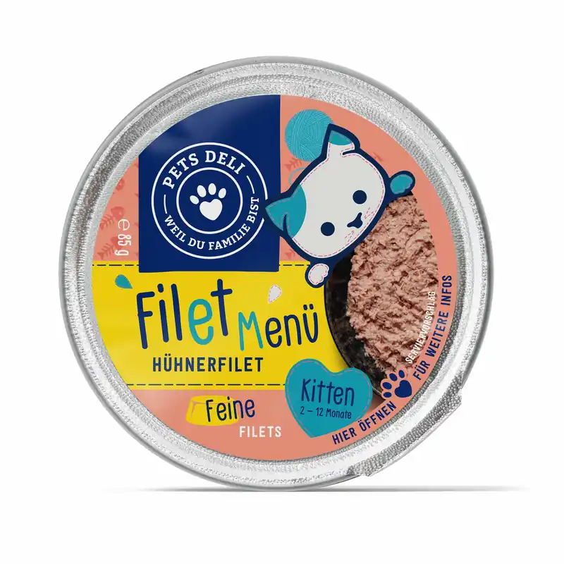 Pets Deli Junior Filet Menü Hühnerfilet 85 Gramm Katzennassfutter Mega-Angebot